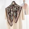Japanese retro 68 herringbone pattern small square scarf female design sense ethnic style niche flower printing elegant temperament square scarf