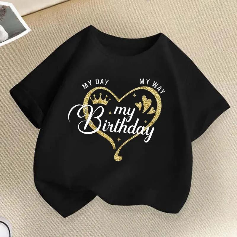 My Birthday Heart Cute Children Print Tshirts Summer Girls Casual Funny Colorful Tops Kids Comfortable ONeck Short Sleeve Tees