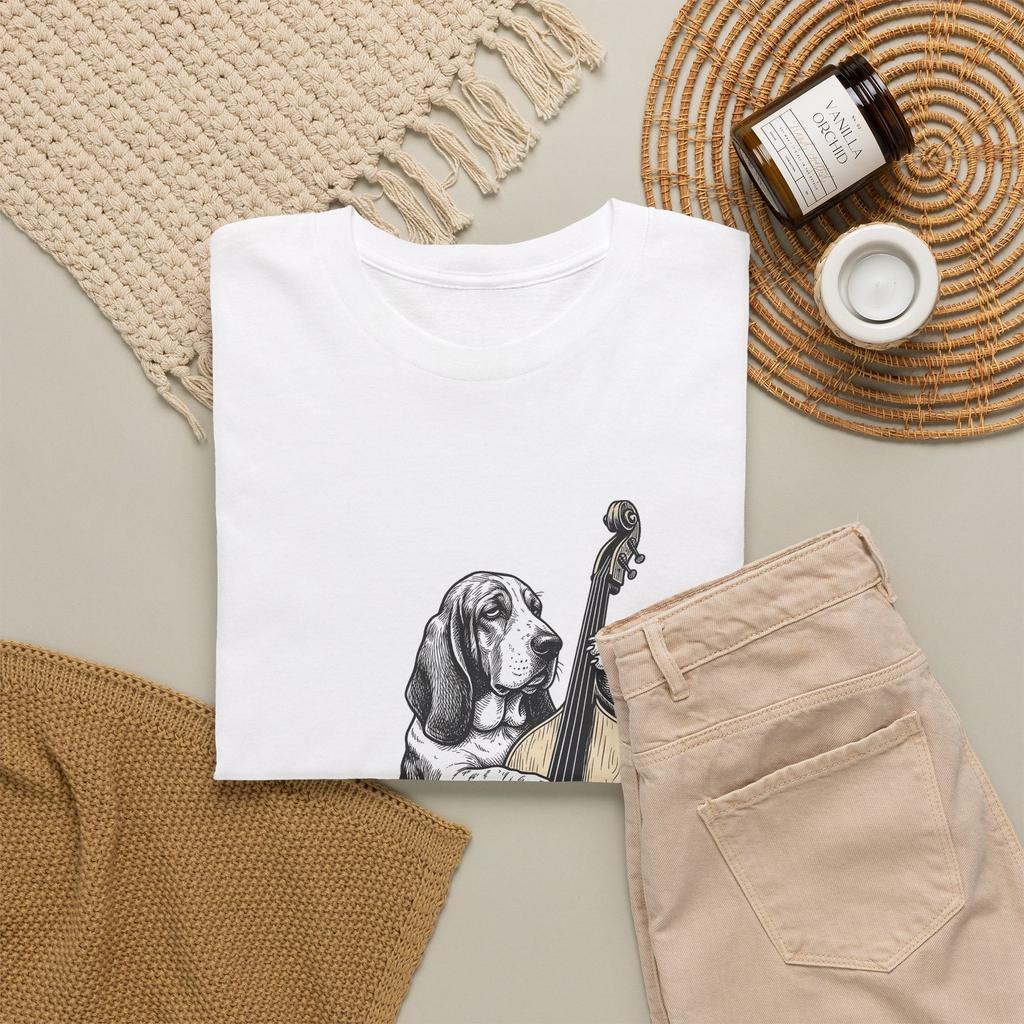 Basset Hound Shirt Dog Music Gift Women Hand Drawn Tee Hound Dog T-Shirt Dog