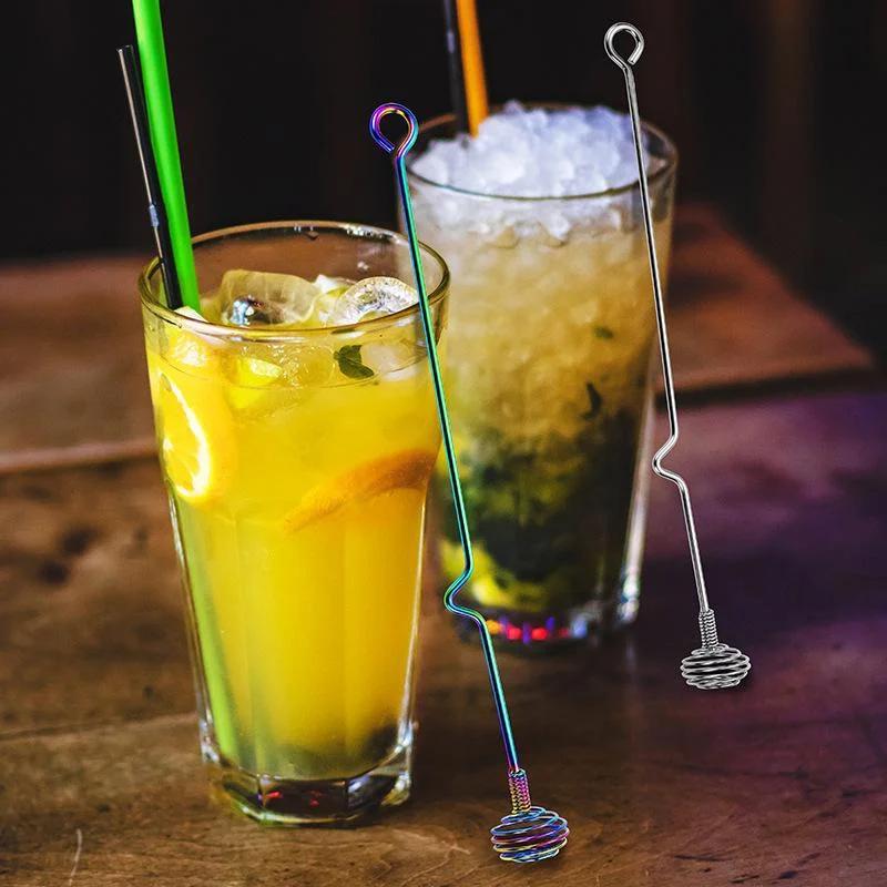 1 шт. Барный артефакт для бармена из нержавеющей стали, палочка для размешивания с длинной ручкой для молока, чая, кофе, коктейлей, меда, барные принадлежности