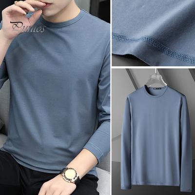Весна Осень Мужской Фитнес Топ Облегающий Круглый Вырез Эластичный Длинные Рукава Однотонный Пуловер Фитнес Спортивный Топ Зимняя Нижняя Одежда