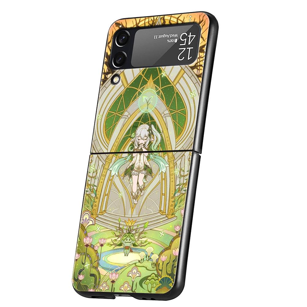 Чехол для телефона Genshin Impact Нахида Для Samsung Galaxy Z Flip 3 4 5 6 7 Жесткий Черный Складной ПК Для Samsung Z Flip3 Flip4 Flip5 Чехол