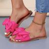 Fashion Shoes Female 2025 New Open Toe Women's Slippers Fashion Outdoor Daily Summer Butterfly-knot Plus Size Solid Light Flat Slippers