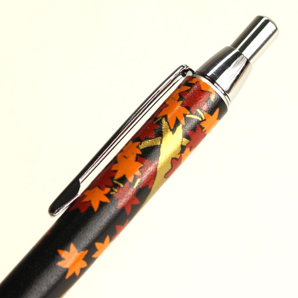 Шариковая ручка Hashimoto Lacquer Art, обернутая в натуральную кожу, коробка Honjin Makie из черной кожи с изображением осенних листьев павловнии