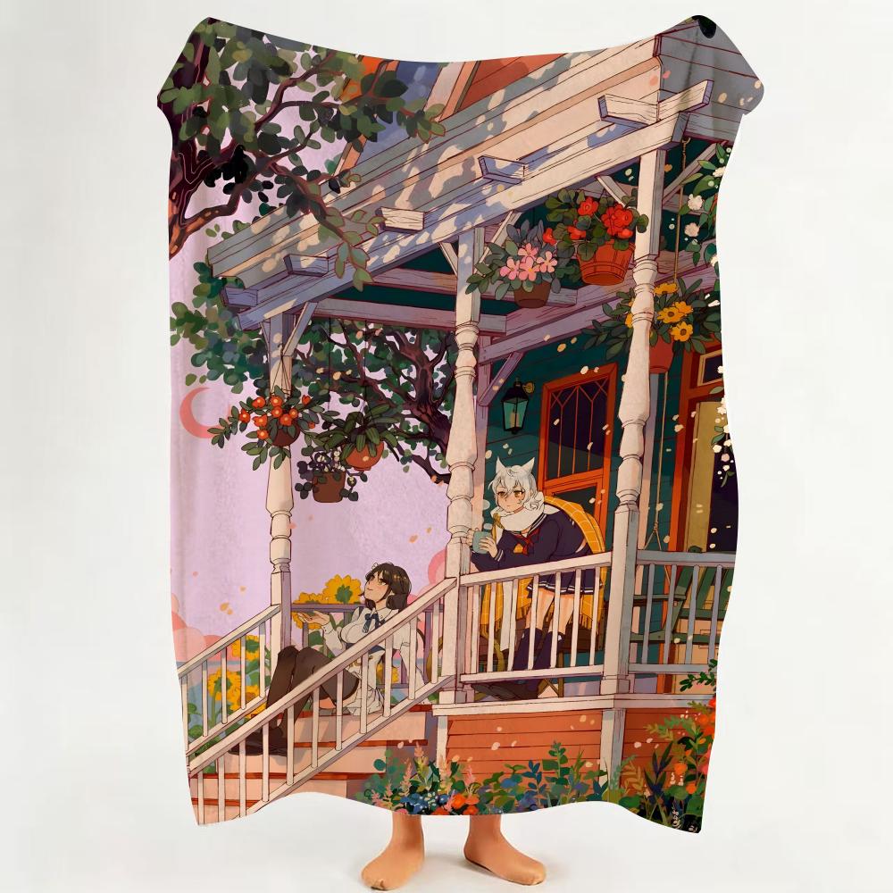 Illustrator L Liya Mochipanko Throw Flannel Throw Blanket Suitable for Sofa Living Room Bedroom