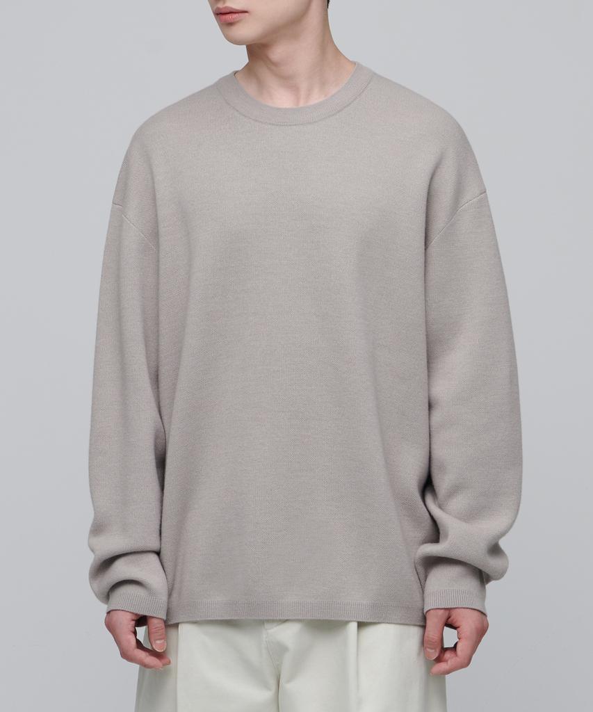 MUSINSA STANDARD Minimal Oversized Crew Neck Knit [Mushroom]