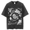 Erkaklar Ayollar uchun Katta O'lchamdagi Kislotali Futbolka Triller Komikslar Grafikalari Futbolka Yuvilgan Kavakami Tomie Anime Top Futbolkalar Streetwear