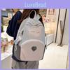 Backpack Casual Nylon With Letter Print Design And Heart Pattern School For