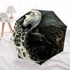 Кошки Инь-Ян с замысловатыми узорами деревьев - Складной зонт с 8 стальными спицами, пластиковой ручкой и автоматическим открытием/закрытием