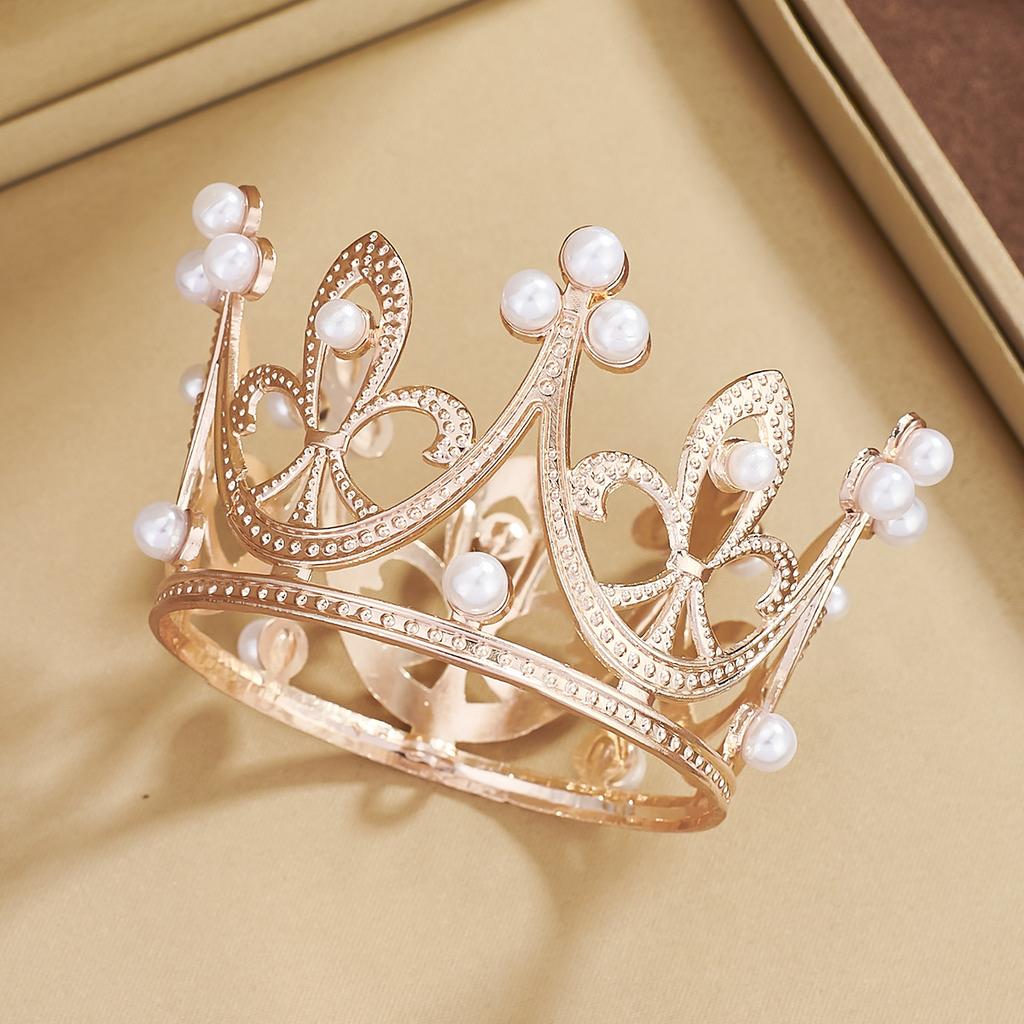 1/50pcs Mini Crown Cake Decoration Tiny Baby Small Pearl Tiara Crown Princess Topper Children Hair Ornaments Party Cake Decors