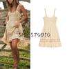 Летний новый продукт Женская одежда круглый вырез без рукавов вязаная вязка отделка широкая бретелька короткое платье 6236018