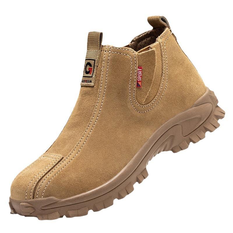 "Steel-Toe Breathable Anti-Scalding Cowhide Work Shoes: Comfortable, Wear-Resistant, and Puncture-Proof, Meeting National Safety Standards"