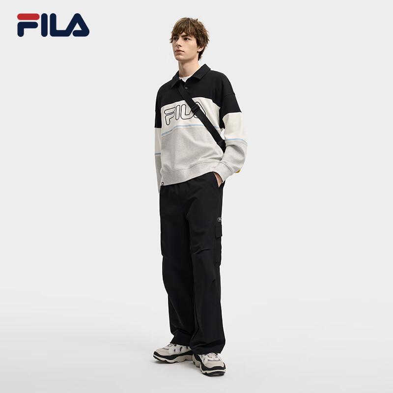 Fila Мужская вязаная рубашка-поло с длинным рукавом в стиле колор-блок