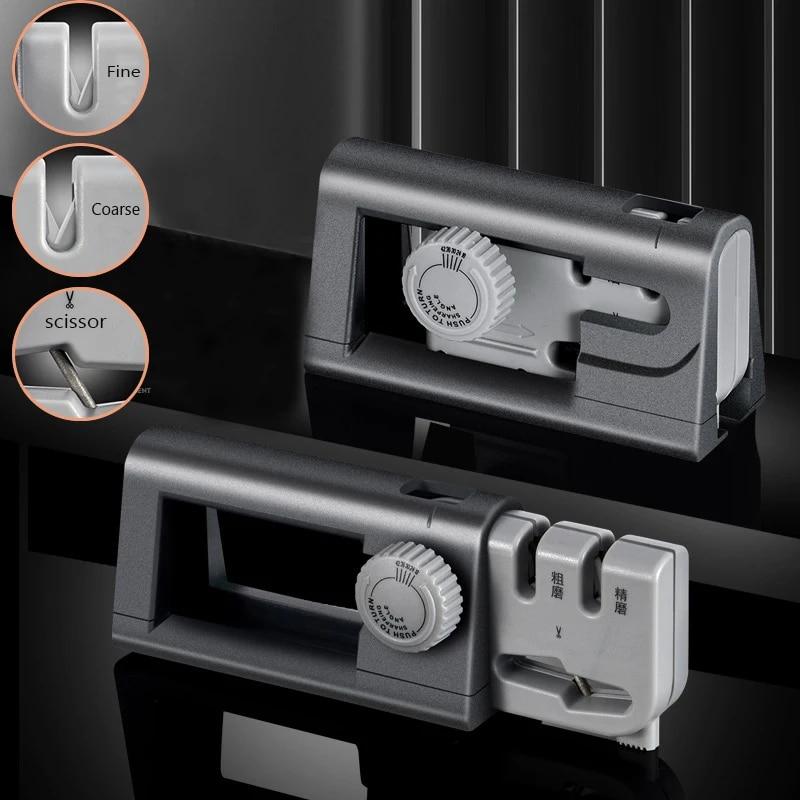 Новая точилка для ножей, регулируемый угол, 3 этапа, инструмент для заточки ножниц, ручная быстрая точилка для ножей, шлифовальная машина, точильный камень для ножей