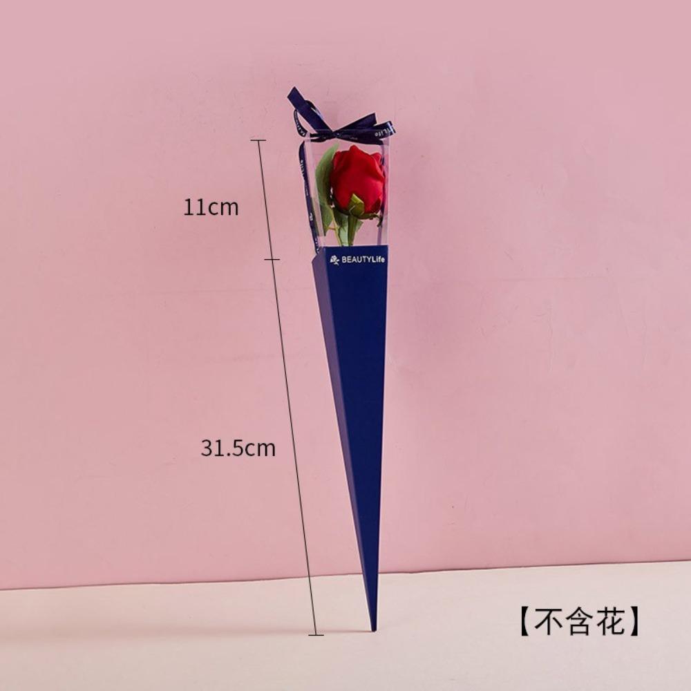 10Pcs Single Rose Bouquet Wrapping Paper Plastic Triangular Box  for Flowers Valentine's Day