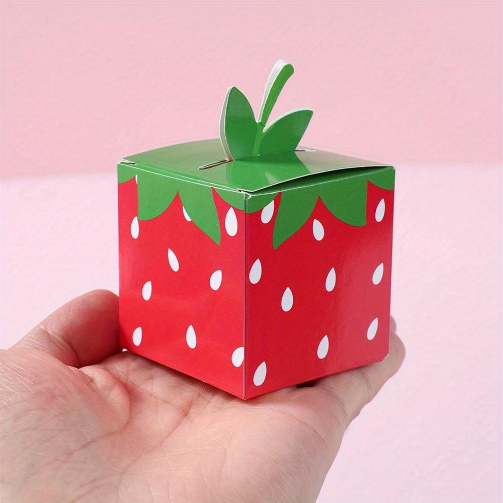 10 шт. Красная коробка для конфет в виде клубники, Подарочная коробка для детской вечеринки по случаю дня рождения, Коробка для дим-самов, Фестивальная вечеринка, Коробки для конфет, Квадратная мини-розовая коробка