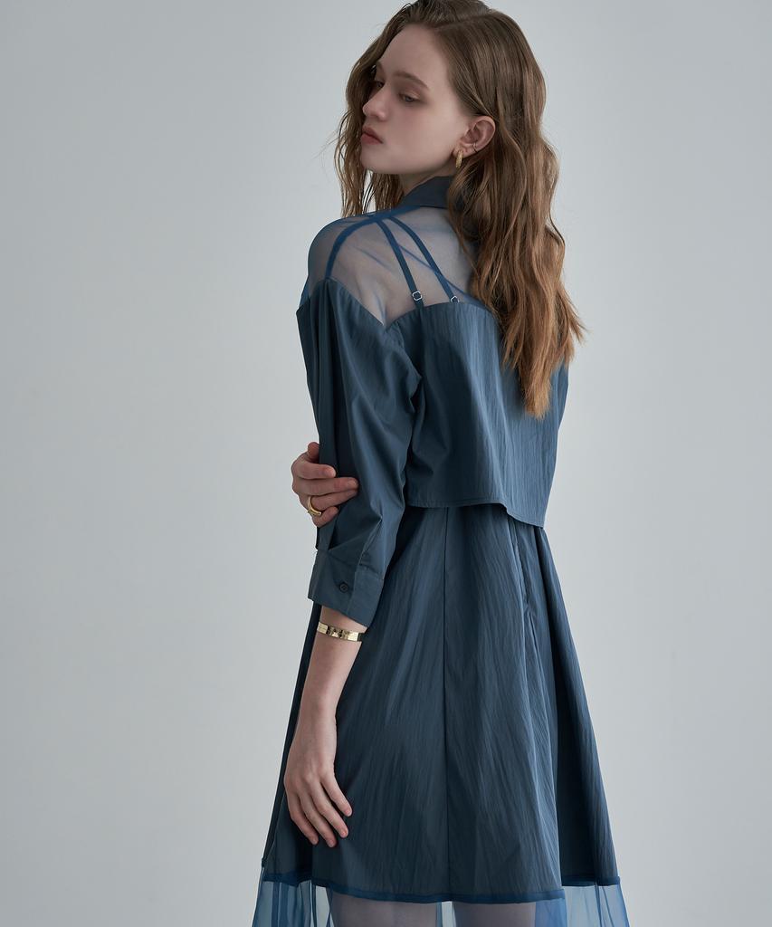 Leni And Mccoy Organza Color Block Shirt Set Dress Mm05Tp002Hjy