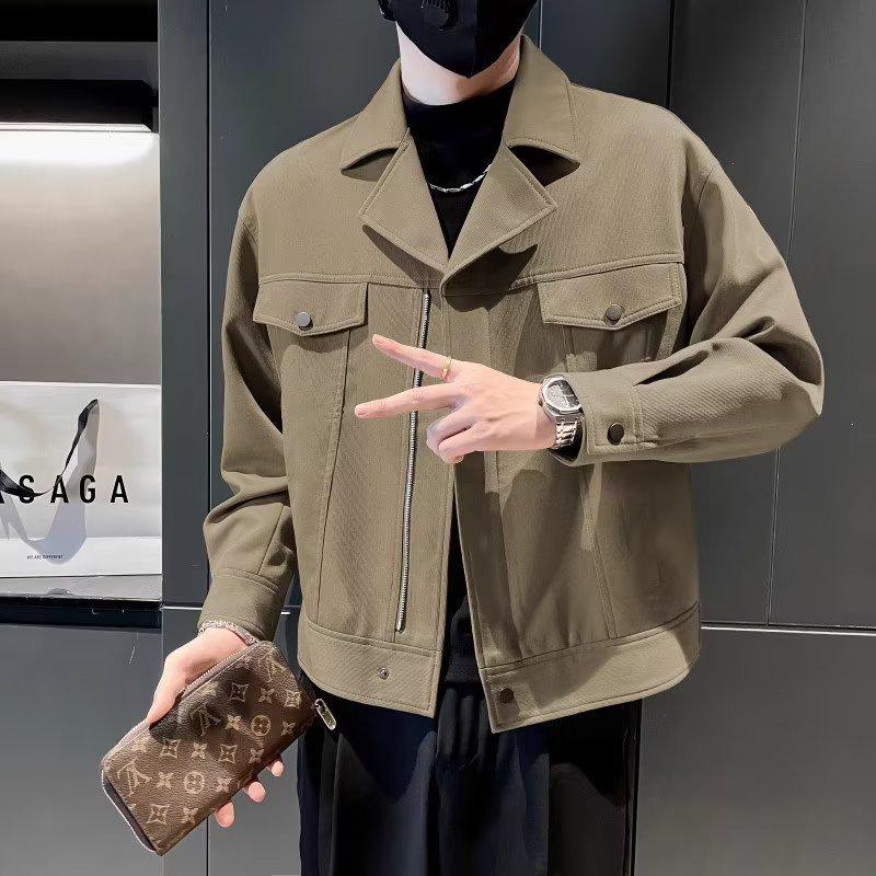Мужская модная универсальная рабочая куртка в корейском стиле для весны и осени с воротником-стойкой.