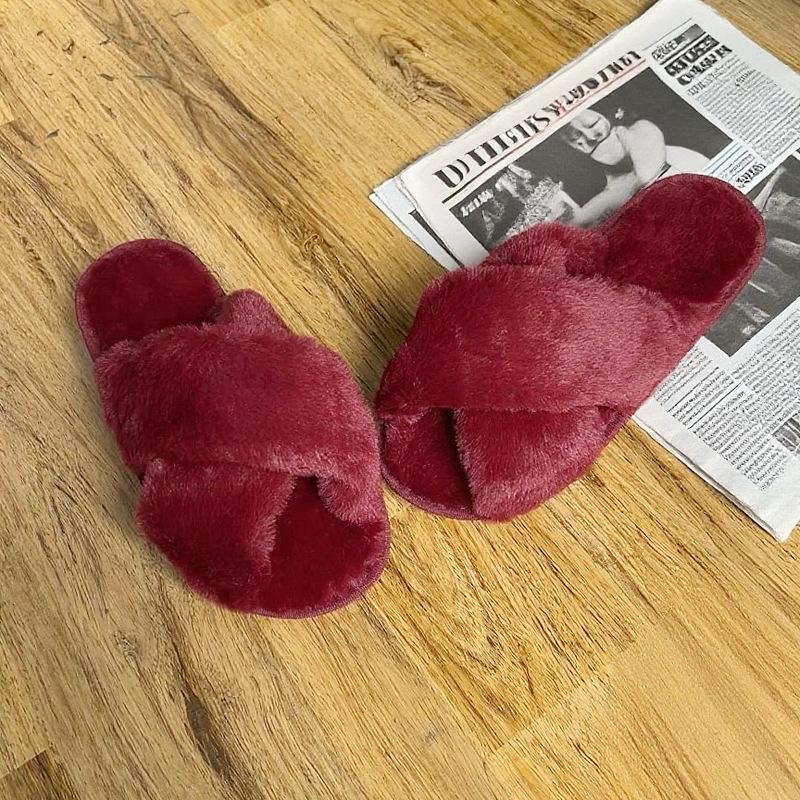 VAT-Compliant Fluffy Rabbit Fur Open-Toe Slippers for Cross-Border E-Commerce