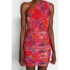 Multicolored Fitted Lined Knitted Floral Pattern Dress