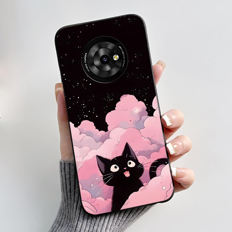 New Unique Cartoon Design Soft Silicone Black Casing For TCL Suixuetang M1 Fluffy Kitten Pattern Shockproof Protective Cover