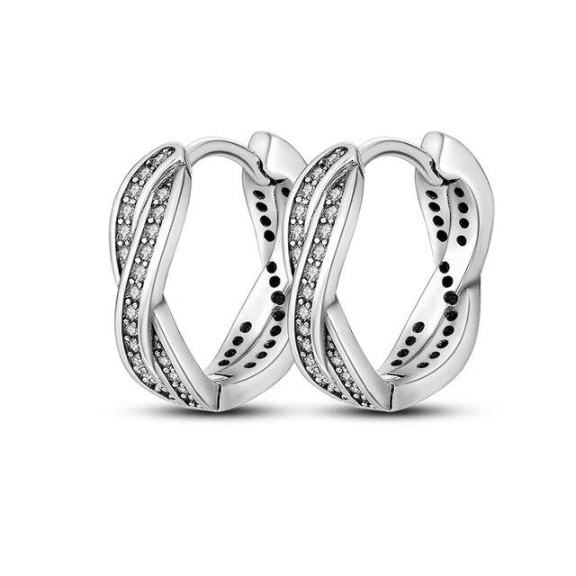 Серьги-кольца из серебра 925 пробы для женщин, сверкающие серьги Pave Cz, роскошные ювелирные изделия