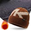 New Men's Velvet Winter Warm Knitted Hat Dome Letter Knitted Hat Outdoor Cycling Windproof Hat