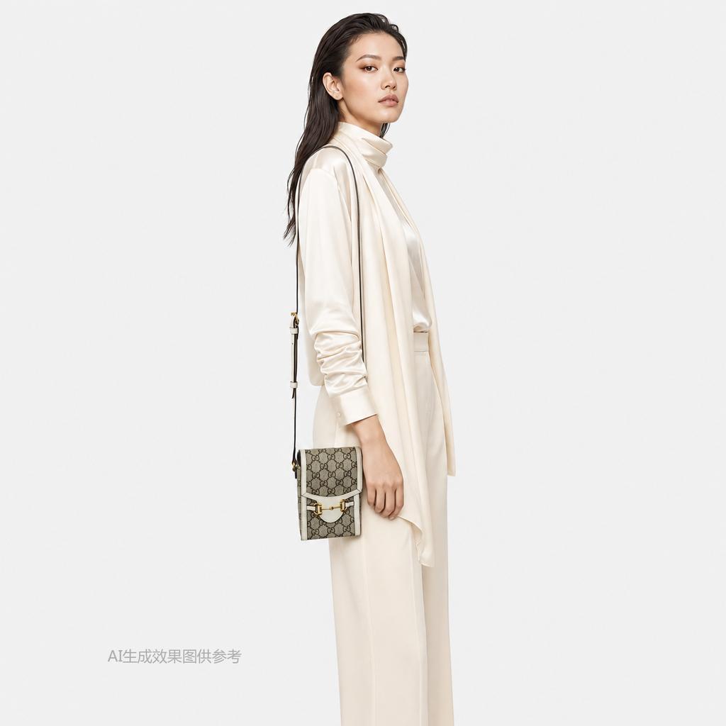 [Pre-Owned] Gucci Horsebit 1955 Mini Bag 'Beige/Ebony/White' - Very Good #XPZU1A