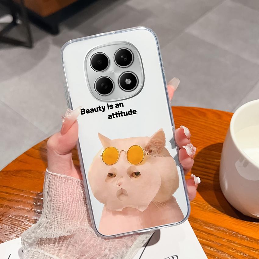 Подходит для Redmi Note 15 14 Pro 14S 15 15C A5 A1 Популярный Креативный Чехол для Телефона с Буквами и Узорами Прозрачный Силиконовый Нескользящий Чехол для Корпуса Redmi