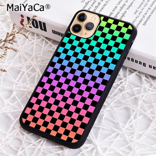 MaiYaCa Checkerboard Rainbow Phone Case Cover For iPhone 17 Air 16 15 plus 11 12 13 14 pro max shell coque