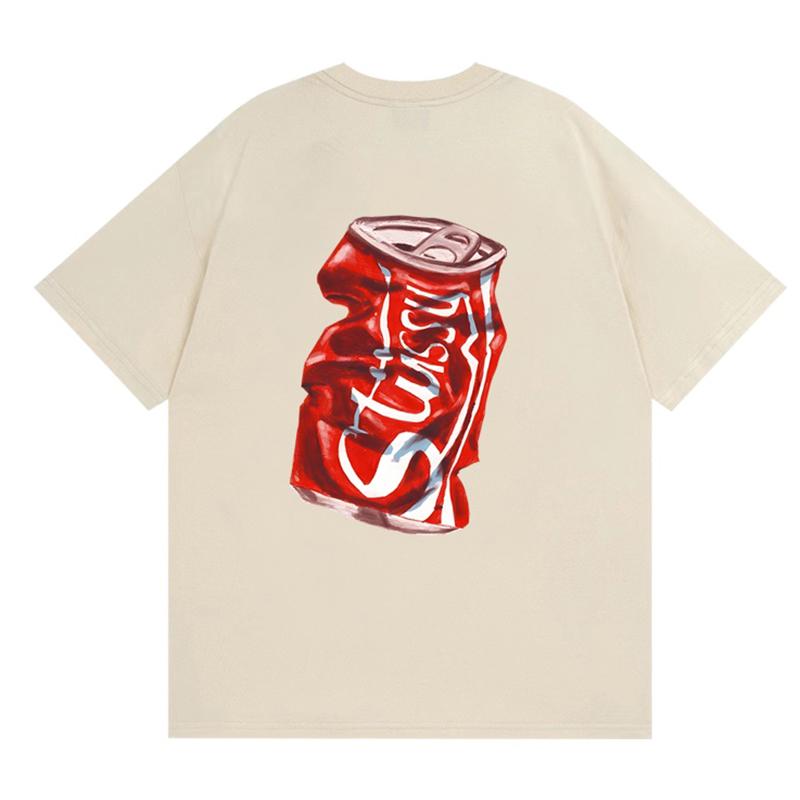 Stussy 2025 Весна/Лето Новая высококачественная хлопковая футболка с круглым вырезом для мужчин и женщин Футболка для пар с принтом колы