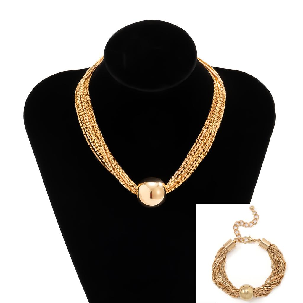 1 комплект, готическое ожерелье с толстой цепочкой, женское винтажное ожерелье с подвеской в ​​виде большого шара + браслет