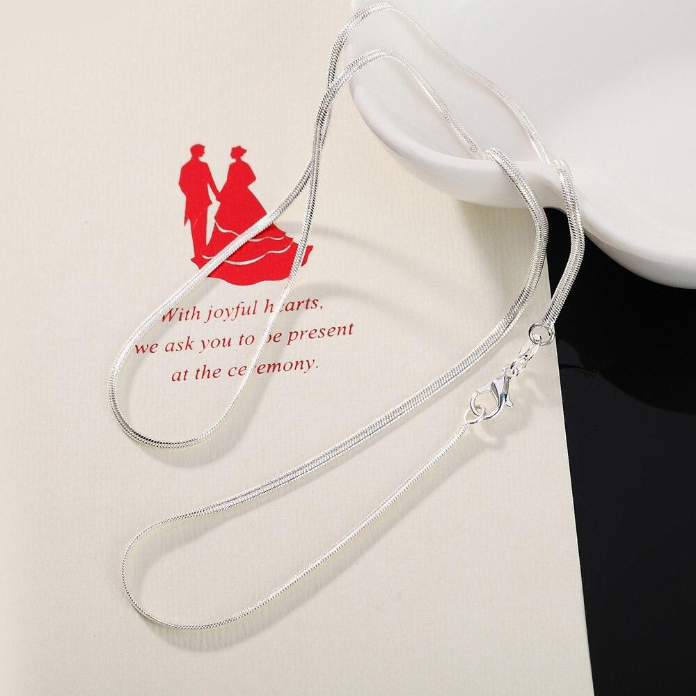 Ожерелье из стерлингового серебра 925 пробы, 2 мм, ожерелье из змеиной кости, плоская цепочка, женское модное ювелирное изделие, подарок