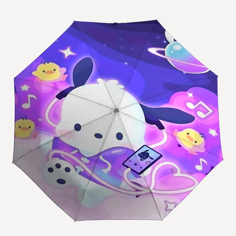 1pc Music-Themed Cute Rabbit Automatic Opening/Closing Umbrella with 3-Fold Design, 8-Bone Iron Frame, Suitable for Fans, Travel, Daily Use, and Gifts