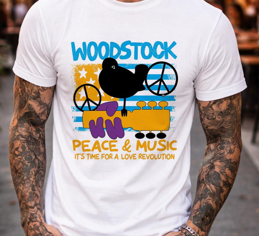 Woodstock Peace& Music Time Retro Vintage Style Music Inspired Music Lover