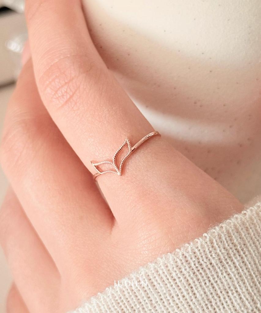 Judien 14K 18K Veila Whale Tail Layered Ring