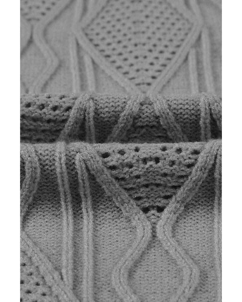 Azura Exchange Gray Plus Size Knitted Hollow Out Button Up Cardigan