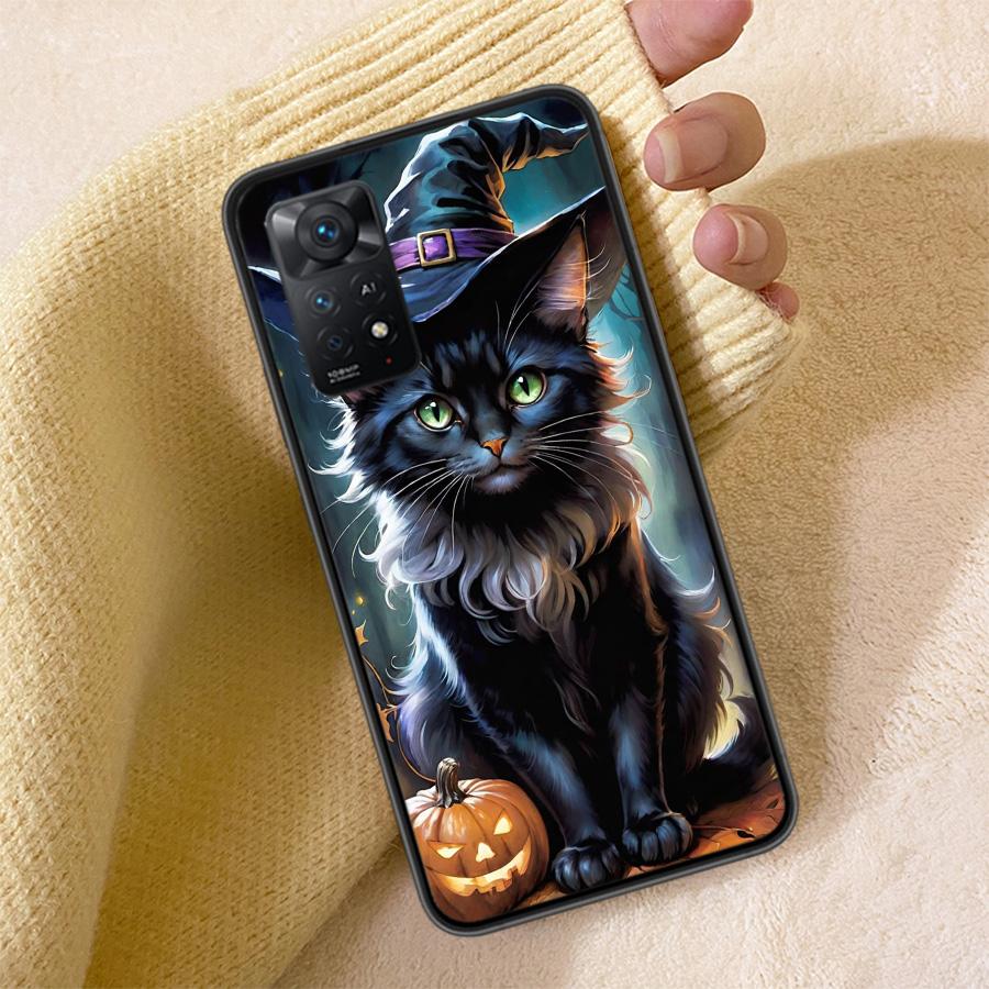 Halloween Magic Cat Phone Case For Redmi Note 13 14 15 Pro Plus 12 13C 12C 15C 9 10 10C 9T 9C 9A TPU Soft Cover Clear Cell Cases