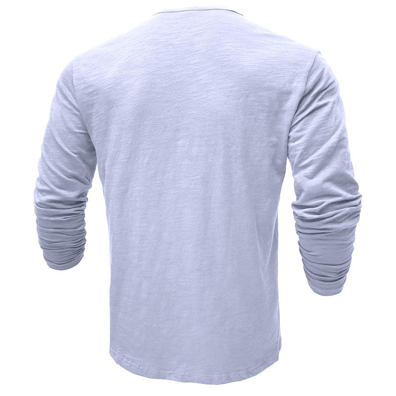 Mens 100 Cotton Slub Long Sleeve Henley Casual T Shirt
