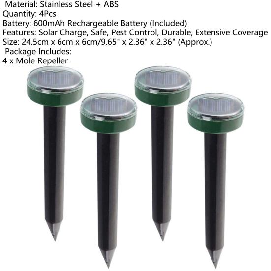 4 шт. отпугиватели кротов солнечные ультразвуковые полезные многоцелевые портативные отпугиватели крыс для сада