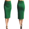 Ladies Plain Office Women Stretch Bodycon Midi Jersey Pencil Skirt