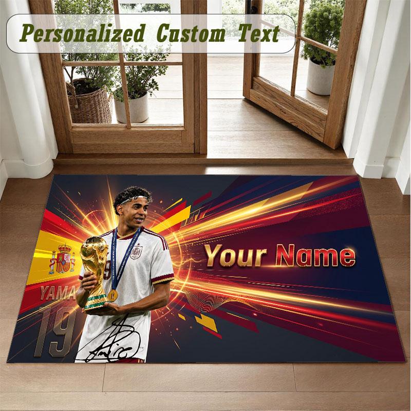 Crystal Velvet Square Rug Custom NameLamine Yamal Pattern Non Slip Home Floor Decor Rug
