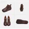 Johnature Retro Short Boots Comfortable Genuine Leather Casual Versatile Woven Women's Shoes