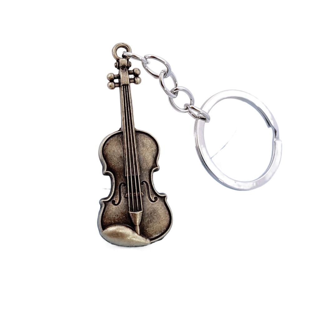 Copper Bronze Violin Key Chain Cello Musical Instrument Pendant  Musician Jewelry