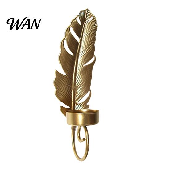 Entryway Wall Hanging Sconce Gold Ginkgo Leaf/Feather Candle Holder, Metal Decorative Candlestick Stand, Space-saving Modern Decor Suits Tealight