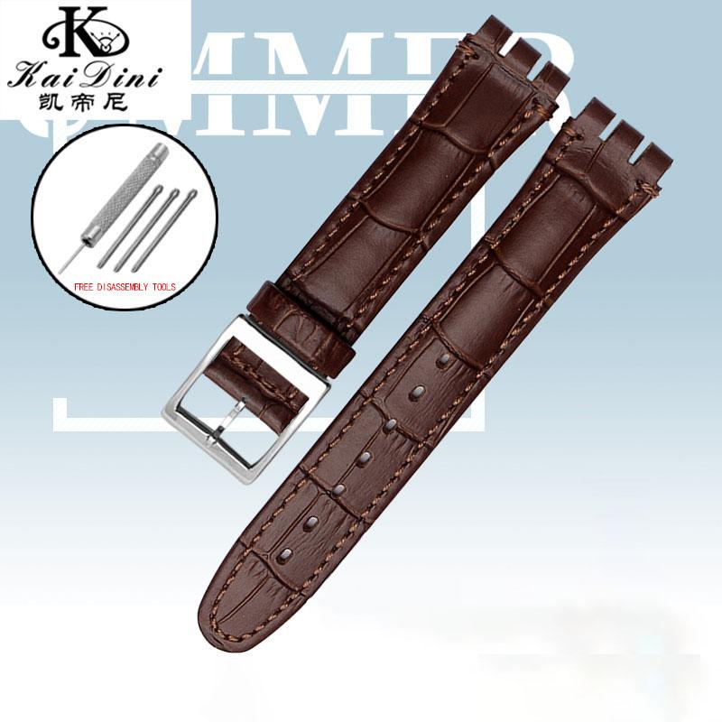17 мм 19 мм Кожаный Ремешок для Часов SWATCH Натуральная Кожаная Браслет Мужчины Женщины Водонепроницаемый Спортивный Запасной Ремешок