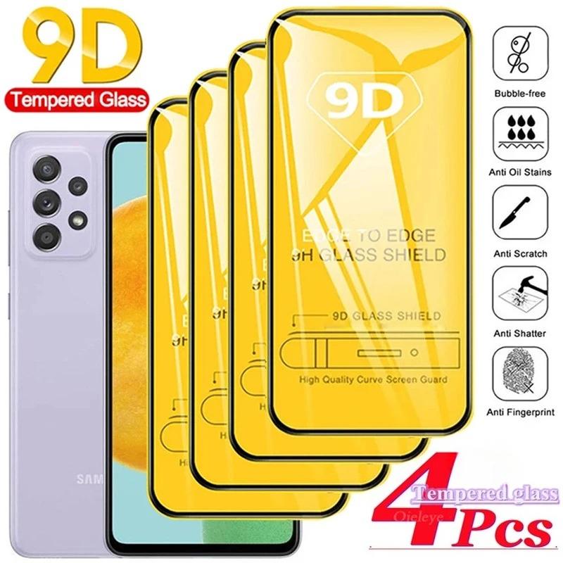 4 шт. защитное стекло с полным покрытием для samsung a73 a72 a71 a70 a25 a24 a22 a20 m52 m51 m32 m31s m31 m30s m21 закаленное стекло