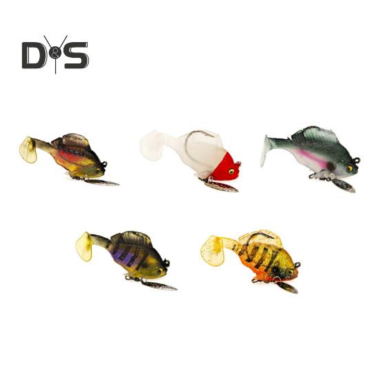 5Pcs 6CM/10.5G Jumping Fish Lure with Spinner Blade Weedless Hook Paddle Tail Artificial Bait Saltwater Freshwater Walleye Bass Fishing Accessories