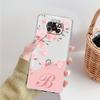 Чехол для Xiaomi Mi Poco X3 NFC 11 Lite M3 10T 9T 12 Redmi Note 10 9 9S 8 8T 7 Мягкий прозрачный чехол для телефона Цветок Буква Розовый A B C