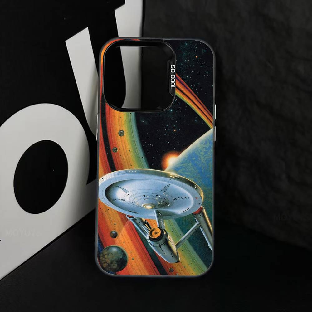 S-Trek Space Theme Phone Case For iPhone 17,16,15,14,13,12,11 Plus,Pro Max,XS,Colorful Silver Black Cover